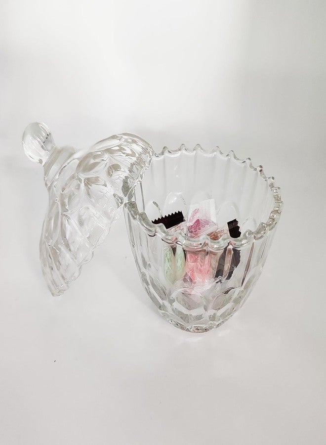 Quupy 260ml/8.7 Ounce Crystal Glass Sugar Bowl With Lid Food Jar Cookie Jar Wedding Candy Buffet Jar Transparent Glass Jar - Image 5