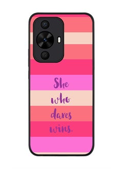Stylizedd Rugged Black edge case for Huawei nova 12s / Huawei nova 11/ Huawei nova 12 Lite 4G, Slim fit Flexible Anti Drop Thin Cover - She who dares wins  - Image 1