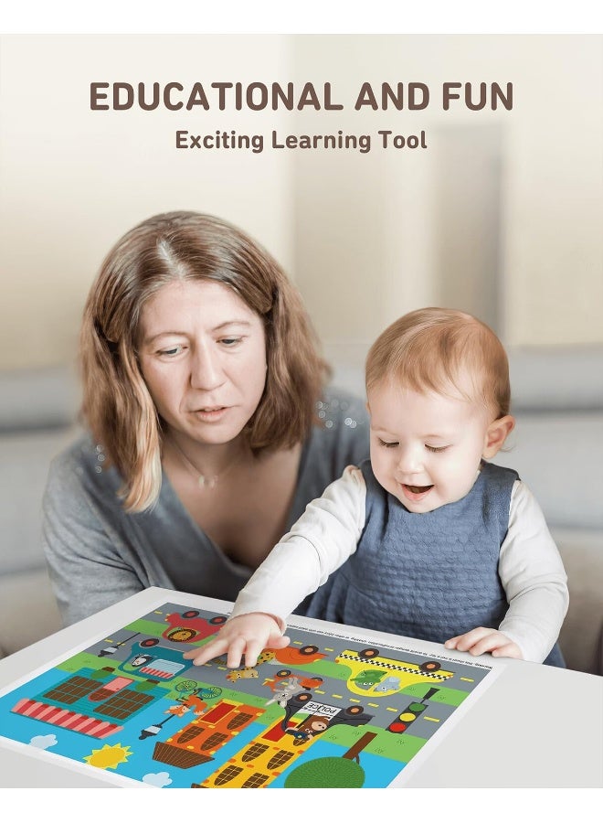 Babebay Disposable Stick-on Placemats 40 Pack for Baby & Kids, Toddler Placemats in Reusable Pouch 12" x 18" (Multicolor Animals Driving Cars) - Image 5