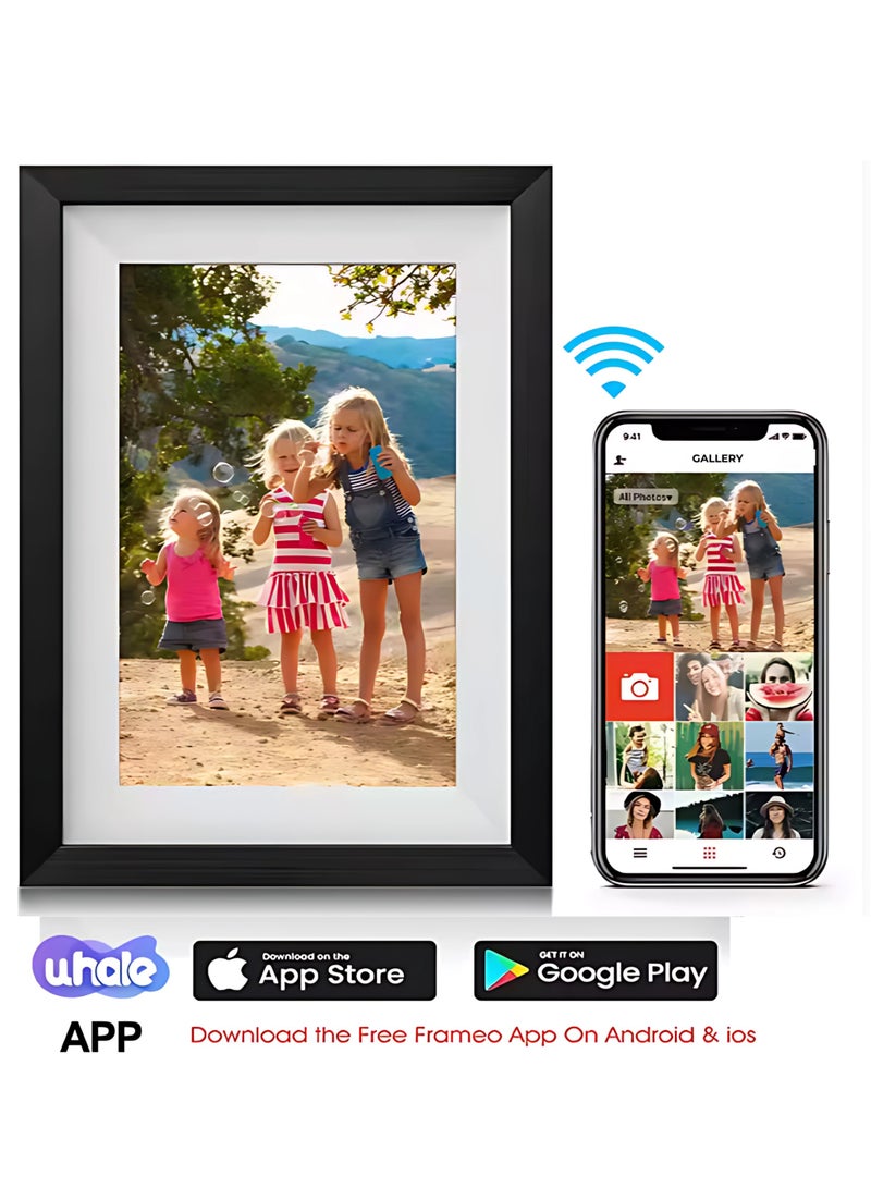 10.1" Inch WiFi Digital Photo Smaller Frame 1280x800 HD IPS Display Touchscreen, 32GB Storage, Auto-Rotate, Slideshow, Smart Picture Frame for Photos & Gifts Share Photos/Videos via Uhale App – Black - Image 2
