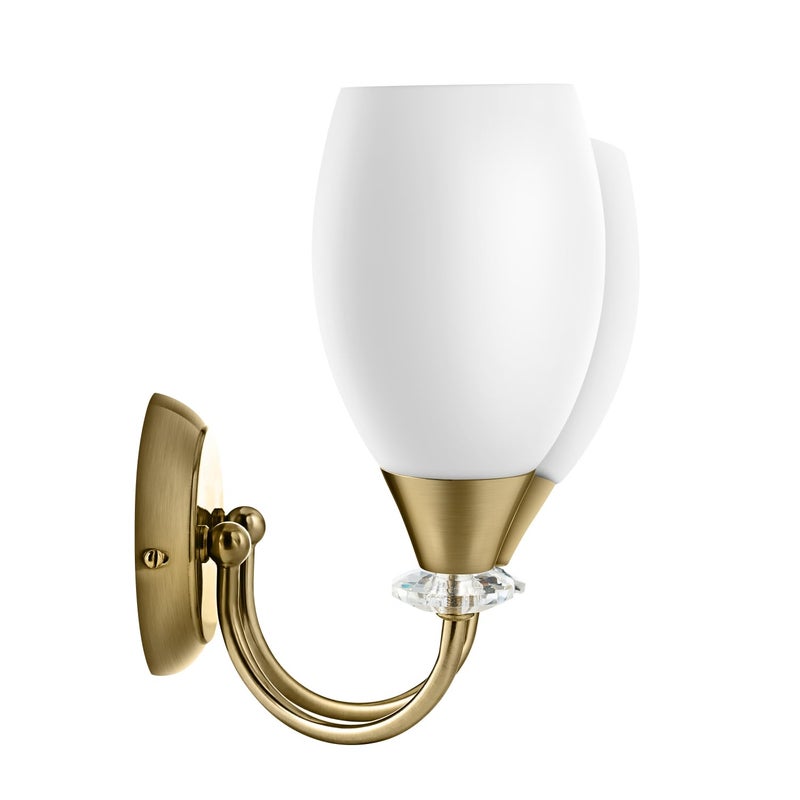 wipro BeuHome Double Wall Light BW06 | Premium Indoor Decorative Light with White Frosted Glass | Contemporary Sleek Design | Surface Mounted Classic Wall Light | E27 (2H, Brush Bronze) - Image 3