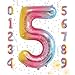 Smlpuame 40 Inch Number Balloons 09 Rainbow Gradient Large 5 Balloons Digital Balloons for Party Celebration Decorations Helium Foil Number Balloons for Wedding Anniversary - Image 2