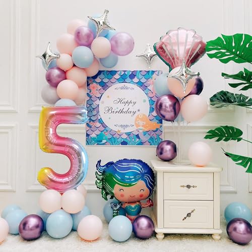 Smlpuame 40 Inch Number Balloons 09 Rainbow Gradient Large 5 Balloons Digital Balloons for Party Celebration Decorations Helium Foil Number Balloons for Wedding Anniversary - Image 5