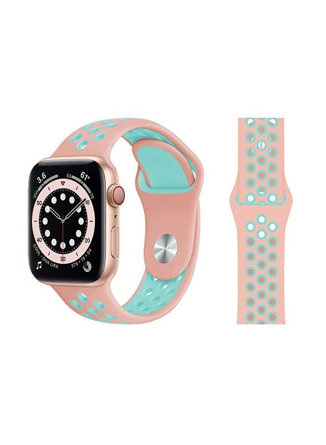 نيبمينينت سوار بديل لساعة أبل سلسلة 6/SE/5/4/3/2/1 وردي وأخضر