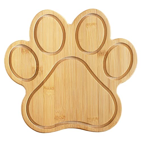 Totally Bamboo Paw Shaped Cutting Board – Bamboo Wood Charcuterie and Cheese Board with Juice Grooves, Fun Serving Board and Gift for Dog and Cat Lovers, 11 x 10 Inches - Image 1