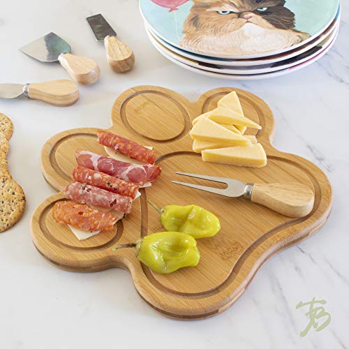 Totally Bamboo Paw Shaped Cutting Board – Bamboo Wood Charcuterie and Cheese Board with Juice Grooves, Fun Serving Board and Gift for Dog and Cat Lovers, 11 x 10 Inches - Image 2