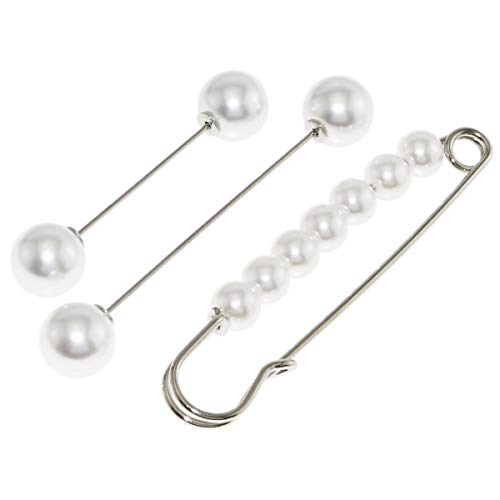Lind Kitchen 3pcs Pearl Brooch Pins Set Sweater Shawl Pins Double Faux White Pearl Safety Pins for Women Girls Clothing Dresses Decoration Accessories - Image 1