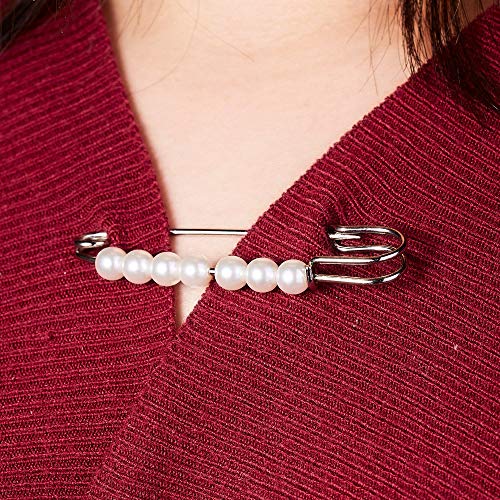 Lind Kitchen 3pcs Pearl Brooch Pins Set Sweater Shawl Pins Double Faux White Pearl Safety Pins for Women Girls Clothing Dresses Decoration Accessories - Image 5