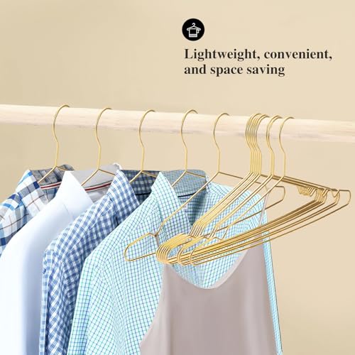 Otiamo 100 Pcs Stainless Steel Gold Metal Hanger for Clothes 16.5" Wire Hangers for Coat Suit Bridal Boutique Dress Closet Dorm Clothing Rack - Image 5