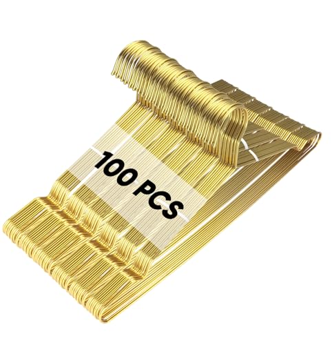 Otiamo 100 Pcs Stainless Steel Gold Metal Hanger for Clothes 16.5" Wire Hangers for Coat Suit Bridal Boutique Dress Closet Dorm Clothing Rack - Image 1