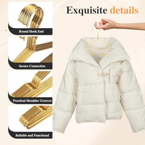 Otiamo 100 Pcs Stainless Steel Gold Metal Hanger for Clothes 16.5" Wire Hangers for Coat Suit Bridal Boutique Dress Closet Dorm Clothing Rack - Image 4
