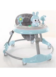 Baby Walker Baby Walker With Toys And Music - Baby Walker - Teaching The Child To Walk - Adjustable In Height And Easily Foldable - For Teaching Children To Walk And Strengthening Leg Muscles - Anti-Roll And A Fun Babysitter, Ideal For The Child And A Designated Place For Eating - Light Blue Color  - Image 1