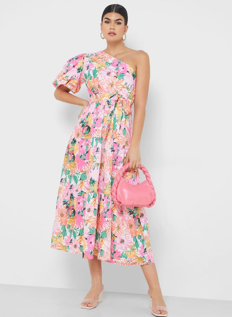 ELLA Floral One-Shoulder Dress - Image 1