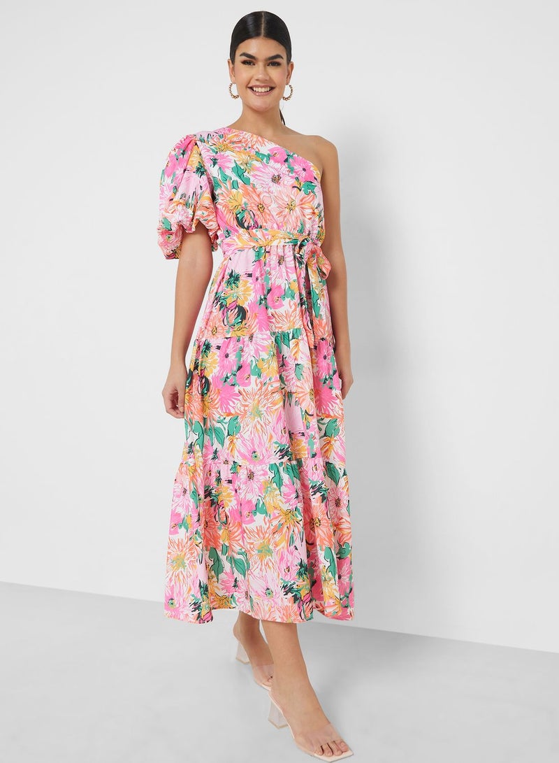 ELLA Floral One-Shoulder Dress - Image 4