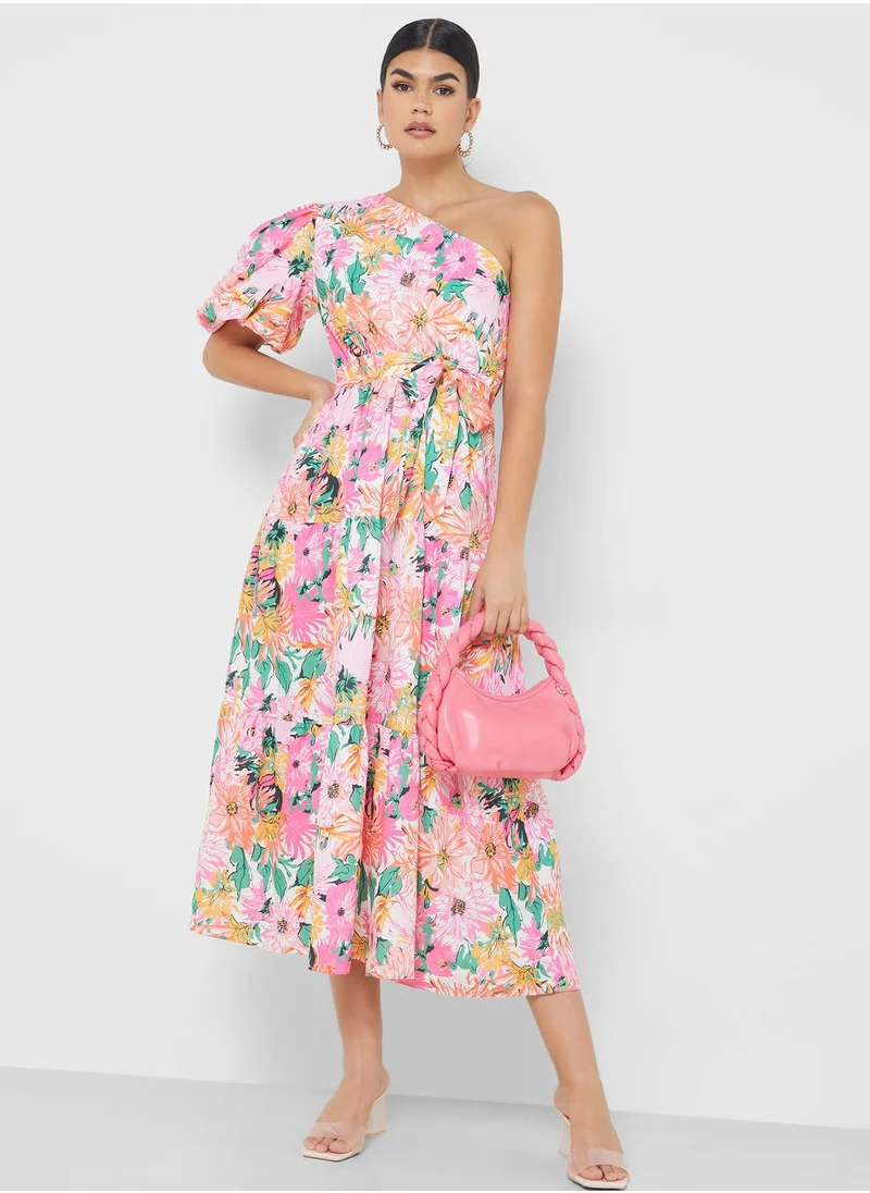 ELLA One Shoulder Printed  Dress