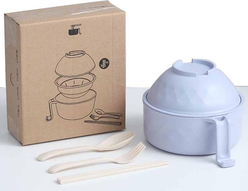 Layron Layron Ramen Cooker Ramen Bowl Set with Chopsticks Microwave Noodle Bowl College Dorm Room Essentials for Girls for Boys Apartment EssentialsBlue - Image 1