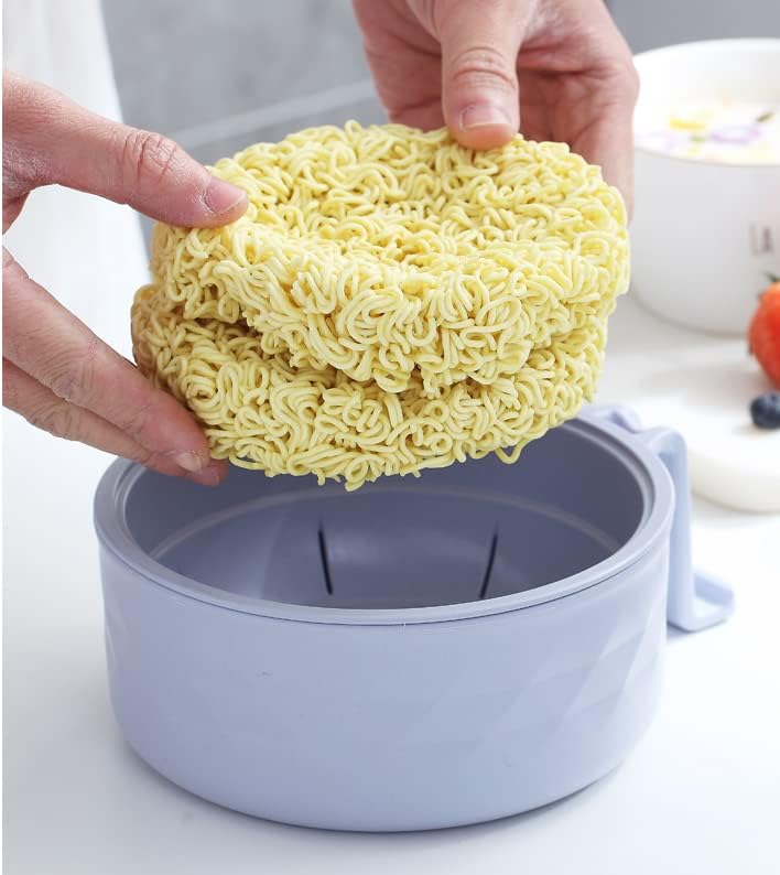 Layron Layron Ramen Cooker Ramen Bowl Set with Chopsticks Microwave Noodle Bowl College Dorm Room Essentials for Girls for Boys Apartment EssentialsBlue - Image 2