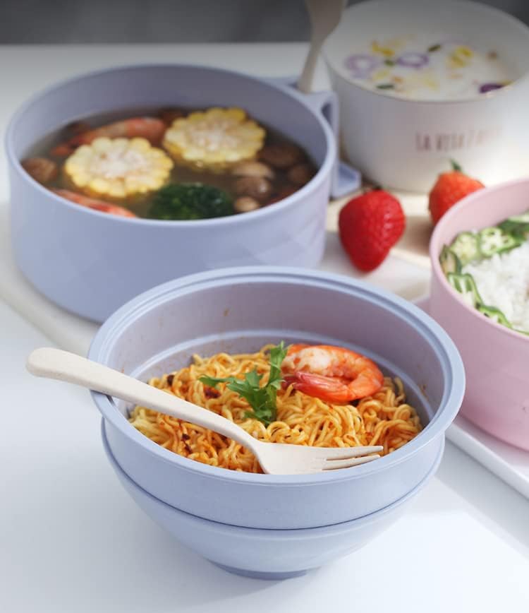 Layron Layron Ramen Cooker Ramen Bowl Set with Chopsticks Microwave Noodle Bowl College Dorm Room Essentials for Girls for Boys Apartment EssentialsBlue - Image 3