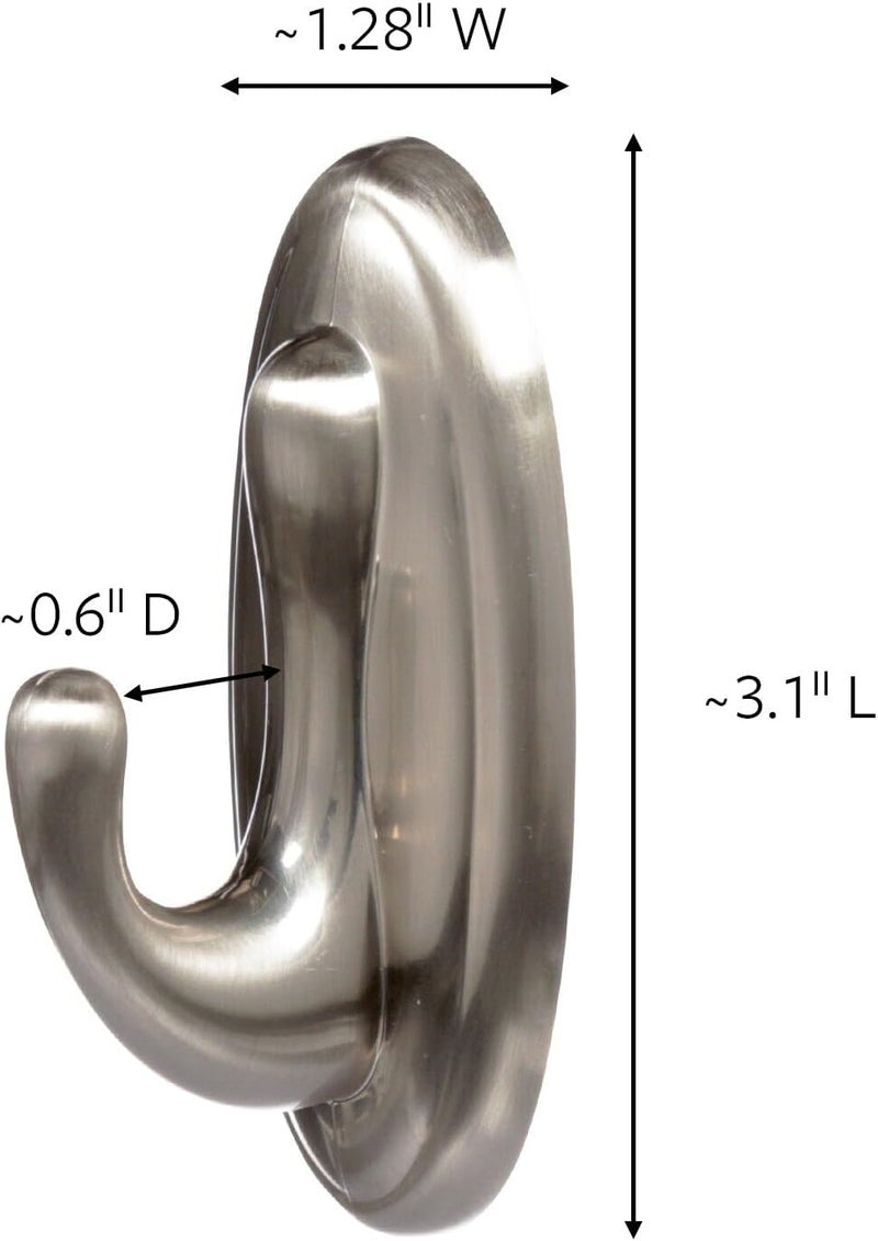 Command Medium Bath Hooks, Holds up to 3 lb, 2 Shower Hooks, 4 Water Resistant Strips, Brushed Nickel Colored, Damage Free Bathroom Organization for Robes, Towels, or Loofahs - Image 4