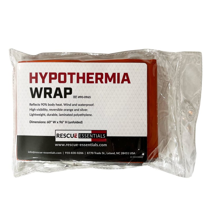 Rescue Essentials Hypothermia Wrap Blanket Oversized 60 x 96 MylarLightweight Polyethylene Fabric Orange