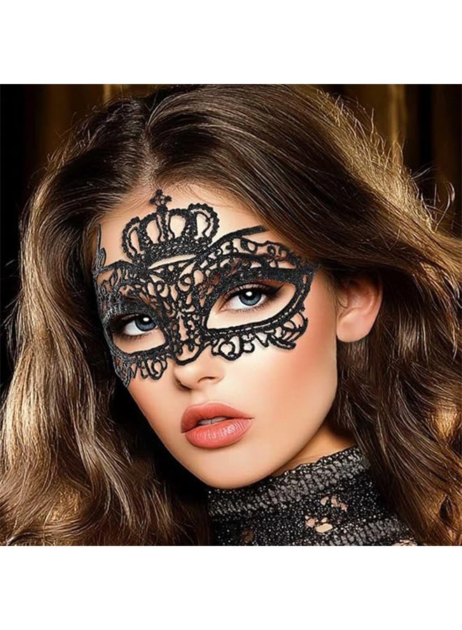 قناع تنكري للبالغين مكون من 3 قطع، أقنعة دانتيل مرحة غامضة، غطاء رأس من الدانتيل للنساء والرجال - Image 5