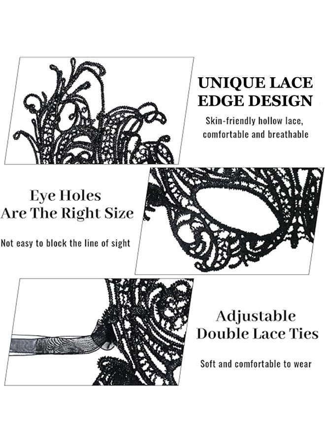 قناع تنكري للبالغين مكون من 3 قطع، أقنعة دانتيل مرحة غامضة، غطاء رأس من الدانتيل للنساء والرجال - Image 2