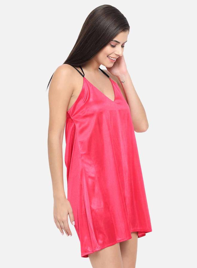 Take Two Solid V Neck Strappy Satin Babydoll By KLAMOTTEN - Image 5