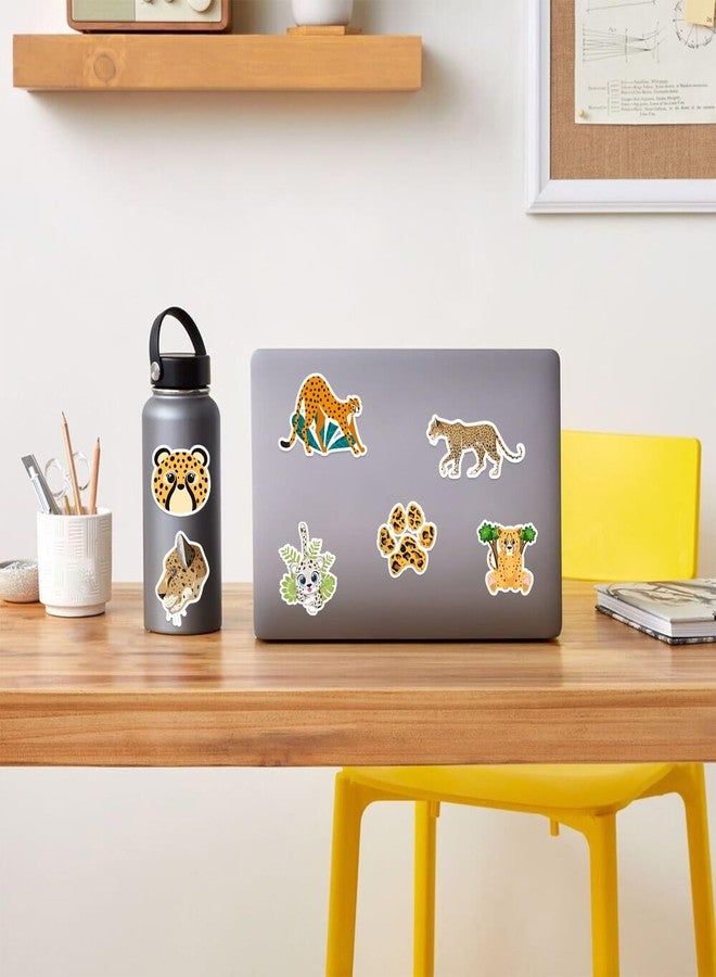 Lcnjscgo 100 PCS Cheetah Vinyl Stickers, Cheetah Leopard Party Favors Birthday Decorations Supplies Gifts Waterproof Stickers for Water Bottle Laptop - Image 4