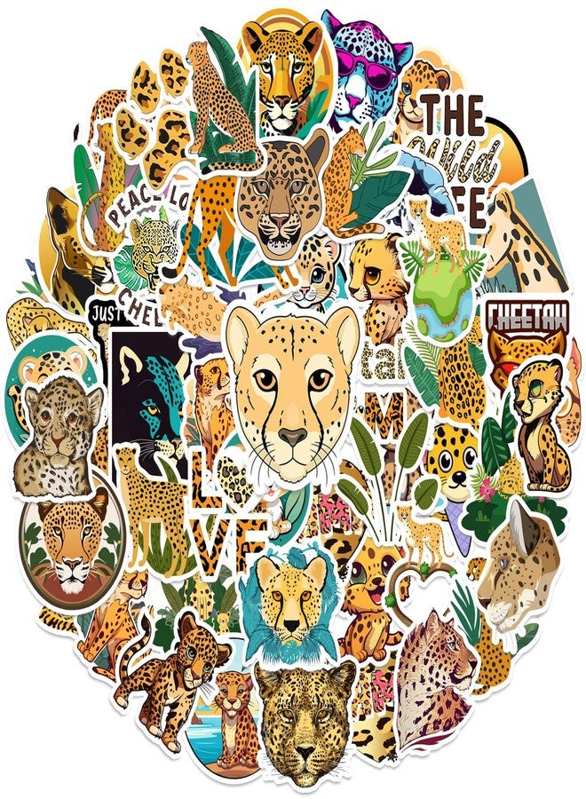 Lcnjscgo 100 PCS Cheetah Vinyl Stickers, Cheetah Leopard Party Favors Birthday Decorations Supplies Gifts Waterproof Stickers for Water Bottle Laptop - Image 2