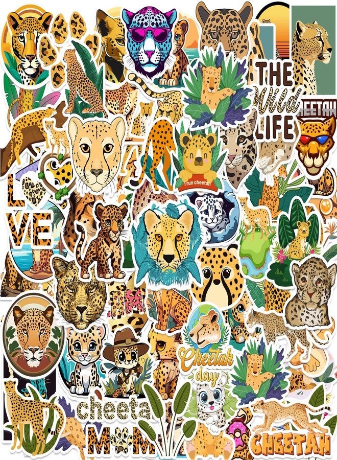 Lcnjscgo 100 PCS Cheetah Vinyl Stickers, Cheetah Leopard Party Favors Birthday Decorations Supplies Gifts Waterproof Stickers for Water Bottle Laptop - Image 1