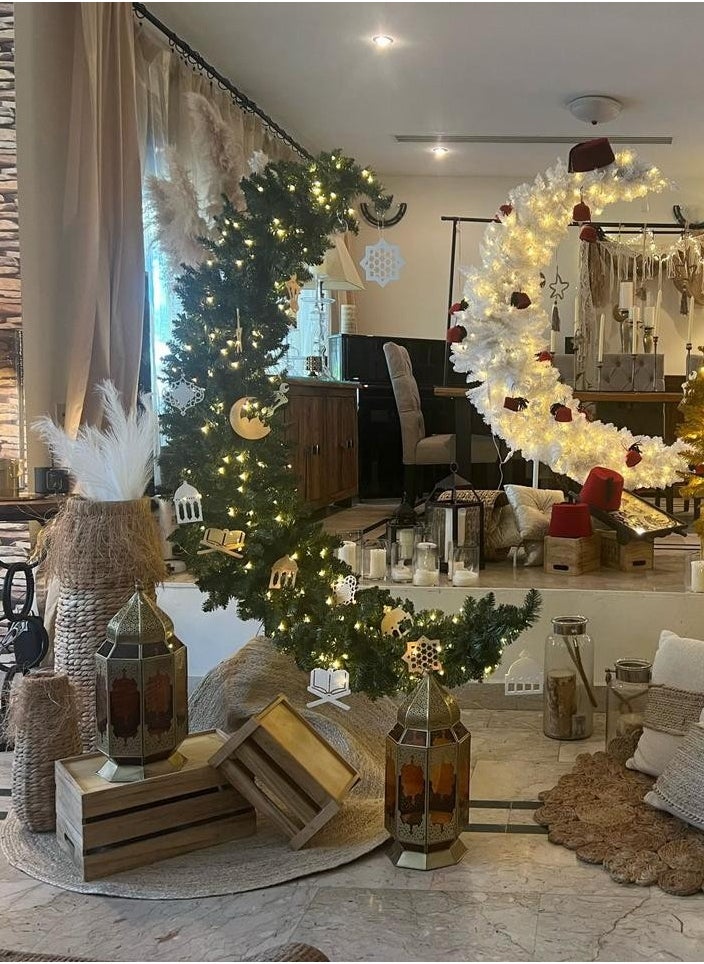 هوم ديكورايشون هلال رمضان لون أخضر ١٥٠ سم مع إضاءة  - Image 2