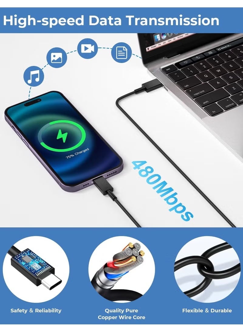 45W PD Power adapter Compact Design/USB-C Port/USB Type-C to C Cable(5A/1.8m)  For Galaxy, For Android Specially For Galaxy S25/S24/S23/S22/S21 Series A53 A72 A51 A52, For All Type C Device - Image 5