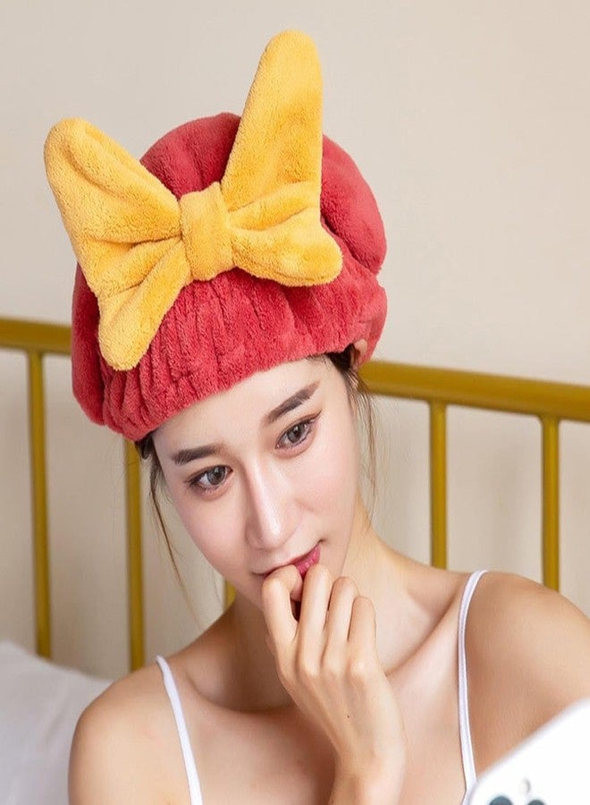 ROMILAS Super Absorbent Hair Towel Wrap for Wet Hair, Fast Drying Microfiber Hair Drying Towel Cap with Bow-Knot, Microfiber Hair Towel Wrap for Women (Red) - Image 5