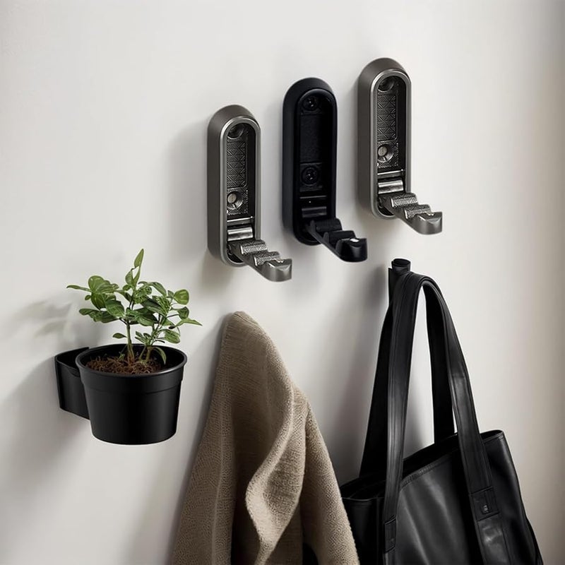 Black Foldable Alloy Wall Hook for Hanging Coat Towels Bags Space Saving - Image 3