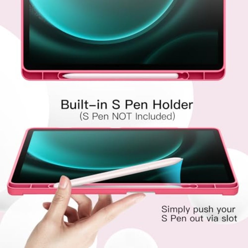 JETech Case for Samsung Galaxy Tab S10 Lite/S10 FE/S9 FE 10.9", Pink Cover Soft TPU Protection, S Pen Holder, Tri-Fold Stand, Supports S Pen Charging, Auto Wake/Sleep, Shockproof Lightweight - Image 3