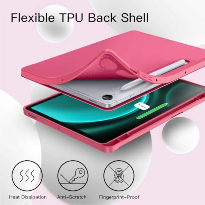 JETech Case for Samsung Galaxy Tab S10 Lite/S10 FE/S9 FE 10.9", Pink Cover Soft TPU Protection, S Pen Holder, Tri-Fold Stand, Supports S Pen Charging, Auto Wake/Sleep, Shockproof Lightweight - Image 4