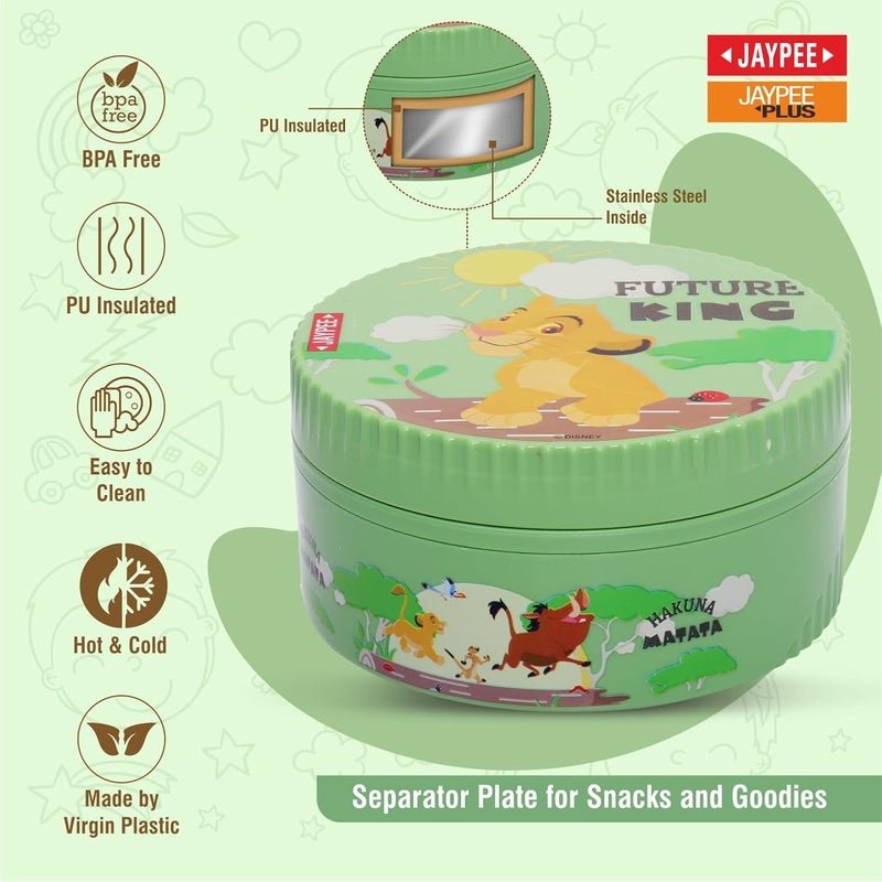 JAYPEE Unimunch PU Insulated Inner Stainless Steel Lunch Box with Steel Dish | Spillproof Ideal for Snacks| Easy to Carry Non Toxic |Safe for Storing Food,375 ml, Green - Image 2