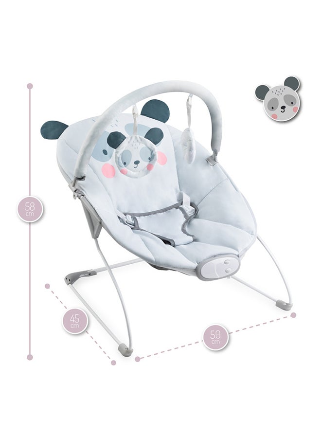 Momi Glossy Lightweight Baby Recliner Bouncer, A Cute Panda Smiles, Sensory Unit With 8 Melodies Vibrations, 3Point Safety Belt, Anti-Slip Pad For 0+ Months, Grey  - Image 4