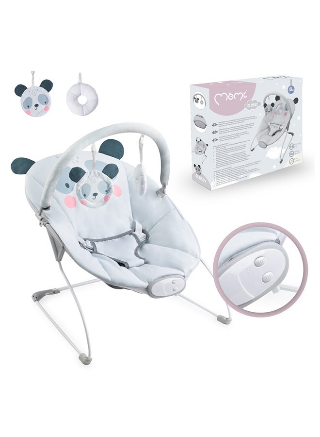 Momi Glossy Lightweight Baby Recliner Bouncer, A Cute Panda Smiles, Sensory Unit With 8 Melodies Vibrations, 3Point Safety Belt, Anti-Slip Pad For 0+ Months, Grey  - Image 5