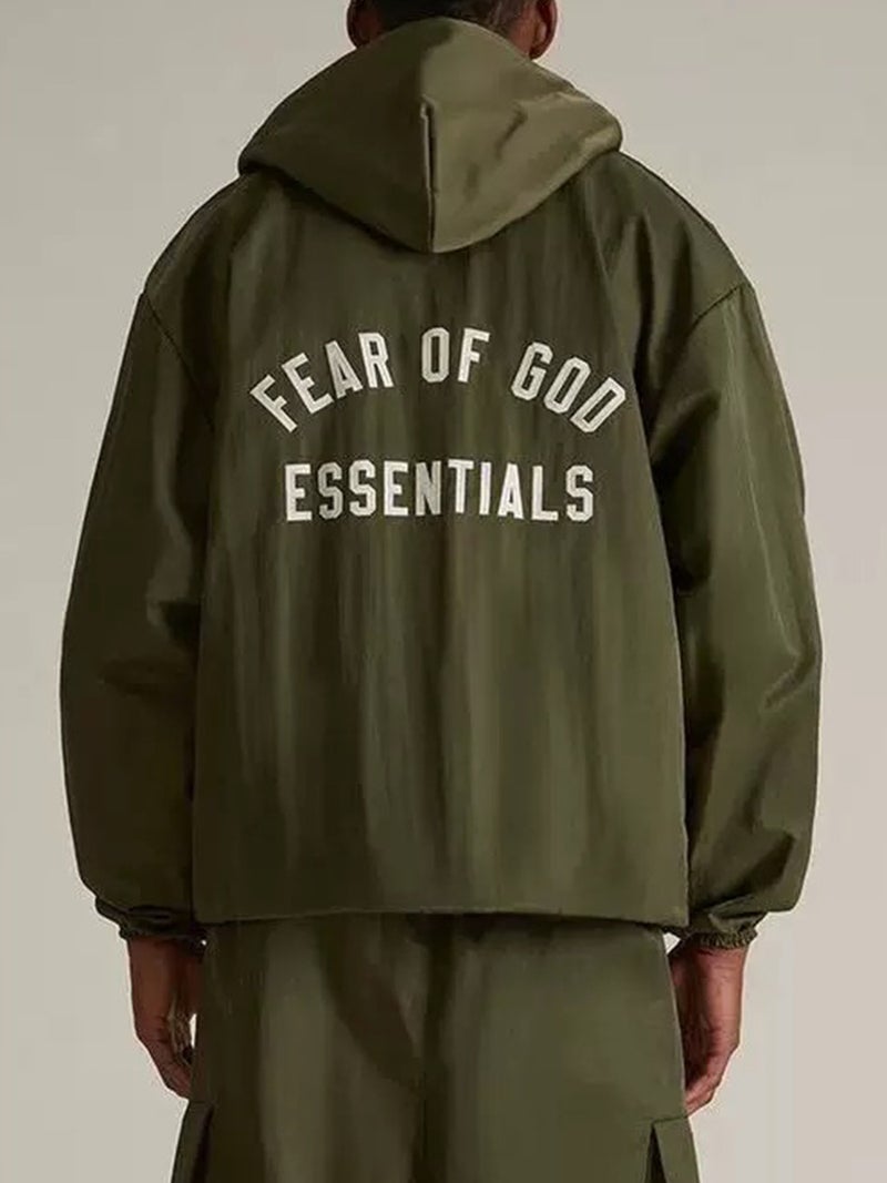 24Fw Fog Multi-Line Essentials High Street American Hooded Patch Embroidered Letter Windbreaker Women'S Jacket Men'S - Image 2