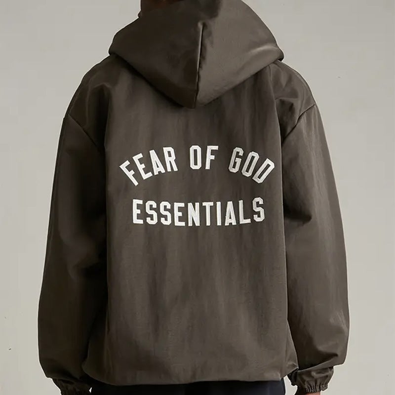 24Fw Fog Multi-Line Essentials High Street American Hooded Patch Embroidered Letter Windbreaker Women'S Jacket Men'S - Image 1