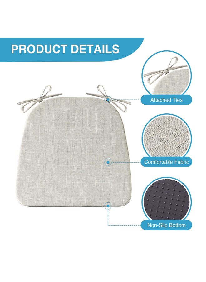 وسائد كراسي الطعام، 4 قطع، مقاس 17 × 16 بوصة، على شكل حرف D، مع غطاء قابل للإزالة والغسل، وربطات، ووسائد كراسي للمطبخ، وكراسي الفناء الداخلية (رمادي-بيج) - Image 2