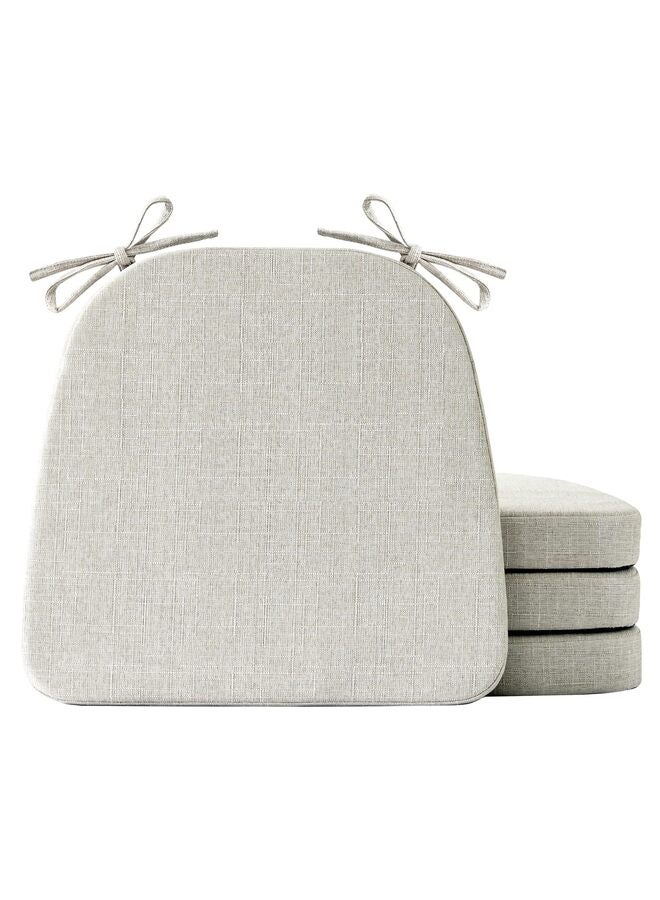 وسائد كراسي الطعام، 4 قطع، مقاس 17 × 16 بوصة، على شكل حرف D، مع غطاء قابل للإزالة والغسل، وربطات، ووسائد كراسي للمطبخ، وكراسي الفناء الداخلية (رمادي-بيج) - Image 1