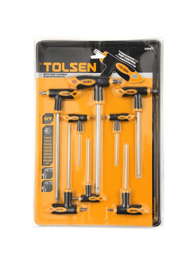 Tolsen 20061 8PCS Torx T-Handle Screwdriver Set – Cr-V Steel Star Screwdrivers with Ergonomic Comfort Grip Handles - Image 3