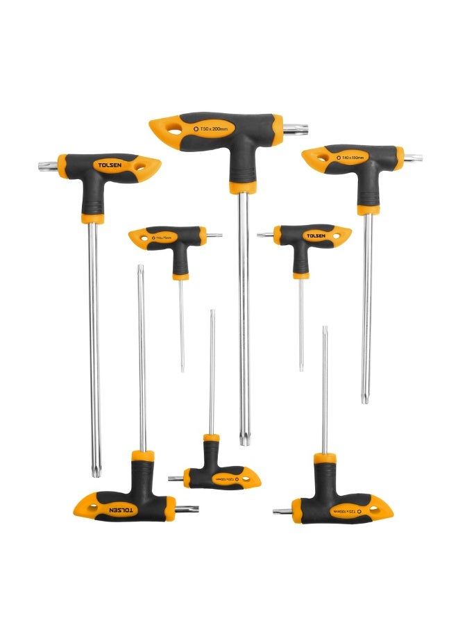 Tolsen 20061 8PCS Torx T-Handle Screwdriver Set – Cr-V Steel Star Screwdrivers with Ergonomic Comfort Grip Handles - Image 1