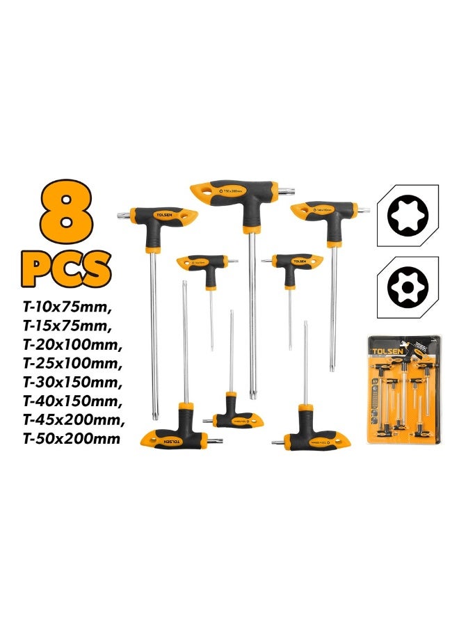 Tolsen 20061 8PCS Torx T-Handle Screwdriver Set – Cr-V Steel Star Screwdrivers with Ergonomic Comfort Grip Handles - Image 2