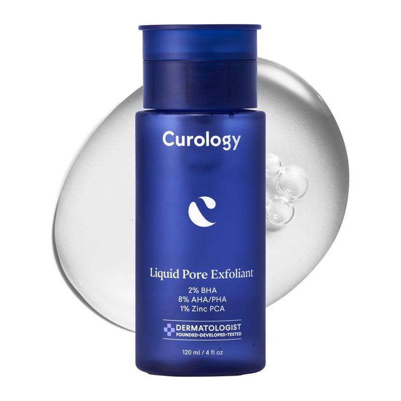Curology Liquid Pore Exfoliant, 2% BHA Salicylic Acid, 8% AHA/PHA Lactic Acid, and 1% Zinc PCA, Brightening and Exfoliating Facial Skin Care, 4 fl oz - Image 1