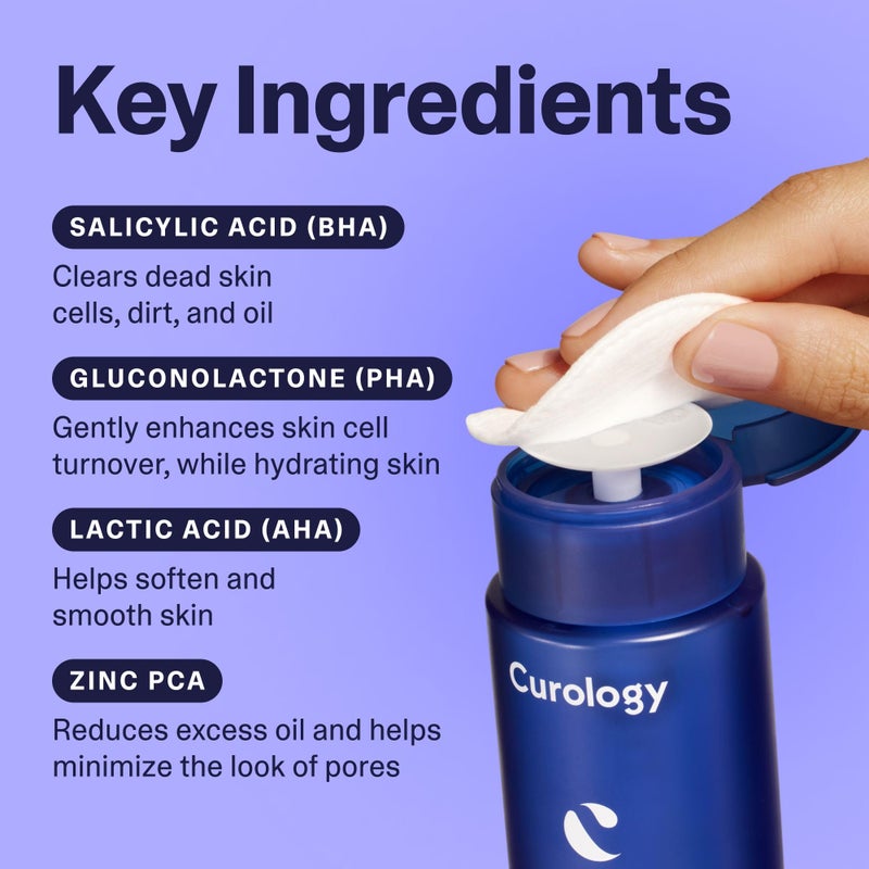 Curology Liquid Pore Exfoliant, 2% BHA Salicylic Acid, 8% AHA/PHA Lactic Acid, and 1% Zinc PCA, Brightening and Exfoliating Facial Skin Care, 4 fl oz - Image 4