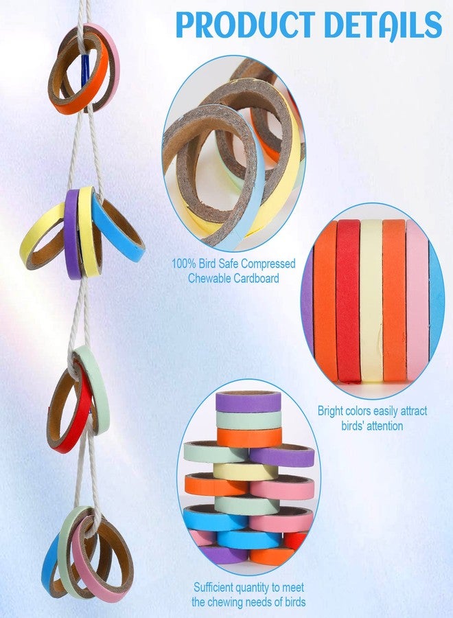 Jenaai 24 Pcs Chew Bagels Bird Toys for Parrots 2.4 Inch Wood Bird Chew Toys Colorful Cardboard Foraging Chew Foot Wooden Training Toy for Cockatiels Cockatoos Macaws and Similar Sized Pet Birds - Image 3