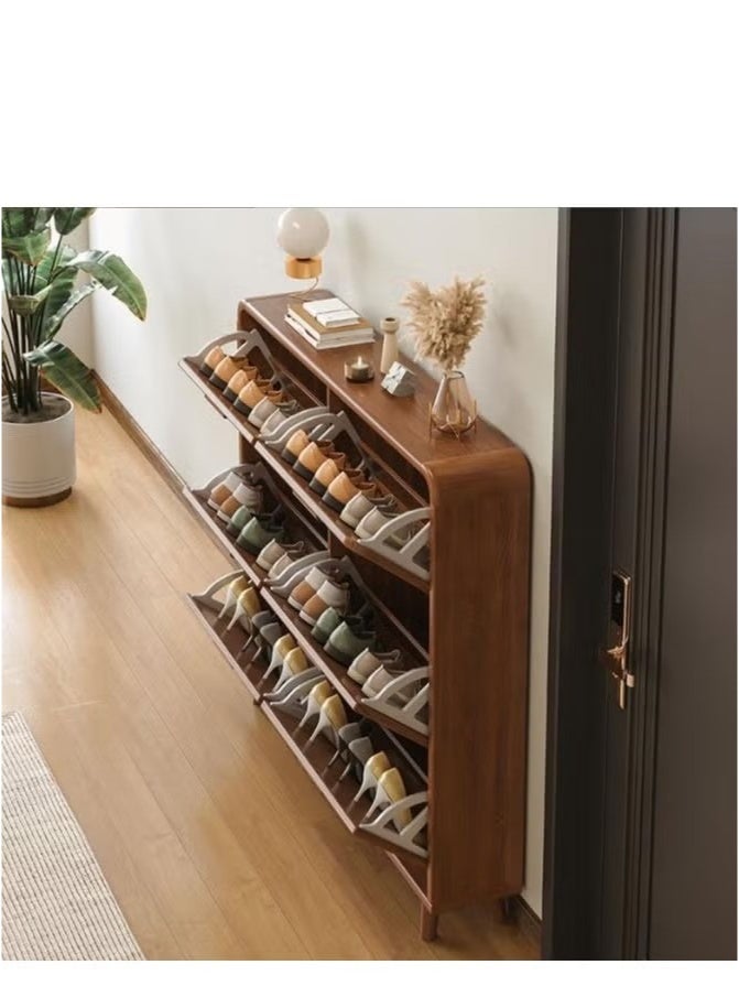 Beauenty Shoe Cabinet With 3 Flip-Top Drawers, Free-Standing Shoe Cabinet, Wooden Shoe Rack Storage Rack For Entry, Foyer, Living Room 100 x 24 x 119 cm - Image 3